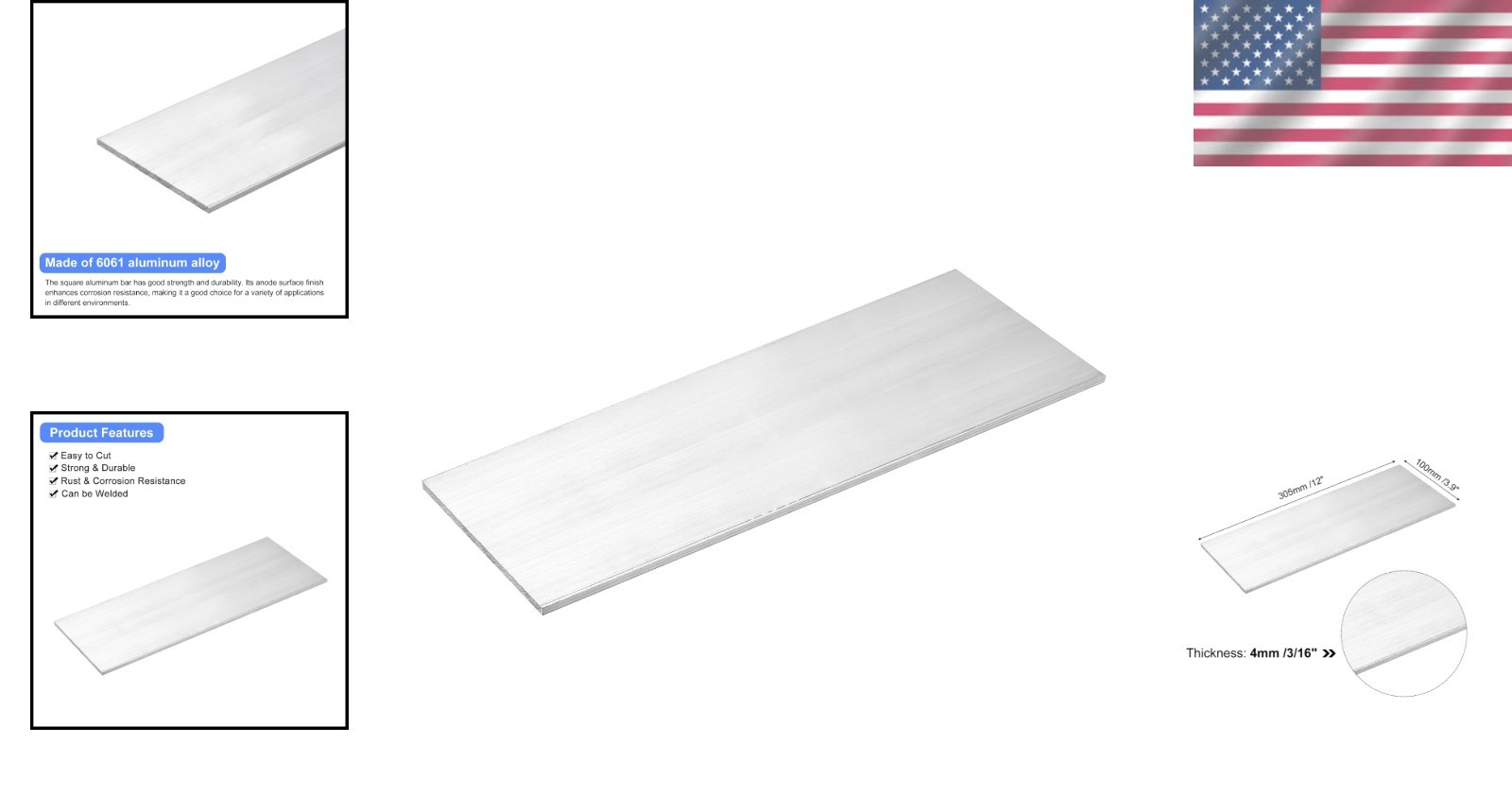Versatile Anodized Aluminum Flat Bar – 4 x 100 x 305mm – Lightweight & Strong
