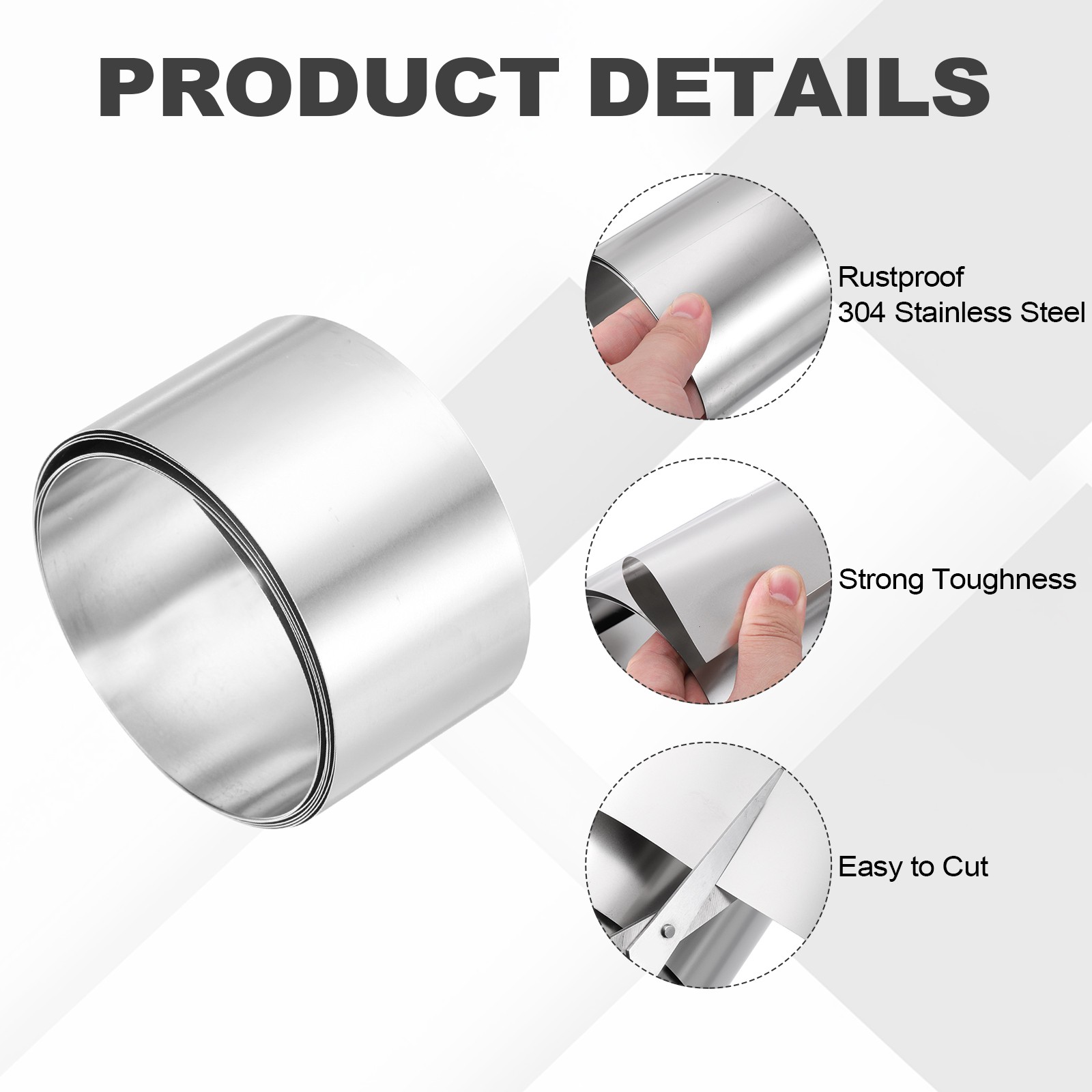 304 Stainless Steel Foil Roll 0.2mm x 30mm x 1m Metal Strip Sheet Silver Tone