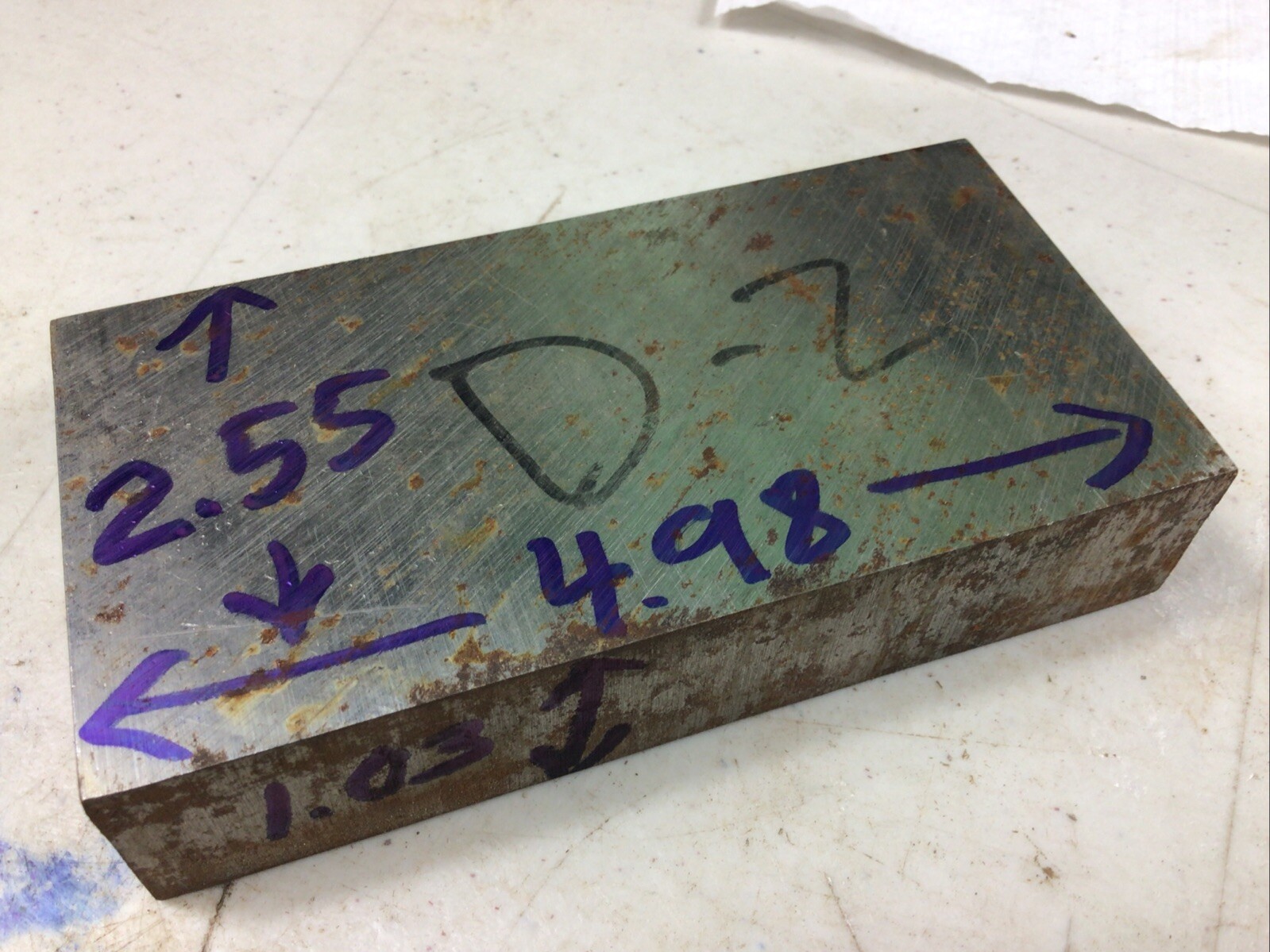 D2 Tool Steel Flat Stock, 1.03” X 2.55” X 4.98” Long