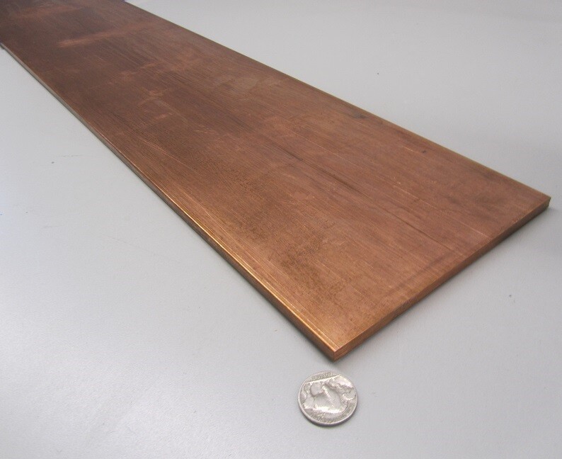 110 Copper Bar 1/8(H00) to 1/4 Hard(H01).250″ Thick x 6.0″ Wide x 24.0″ Length