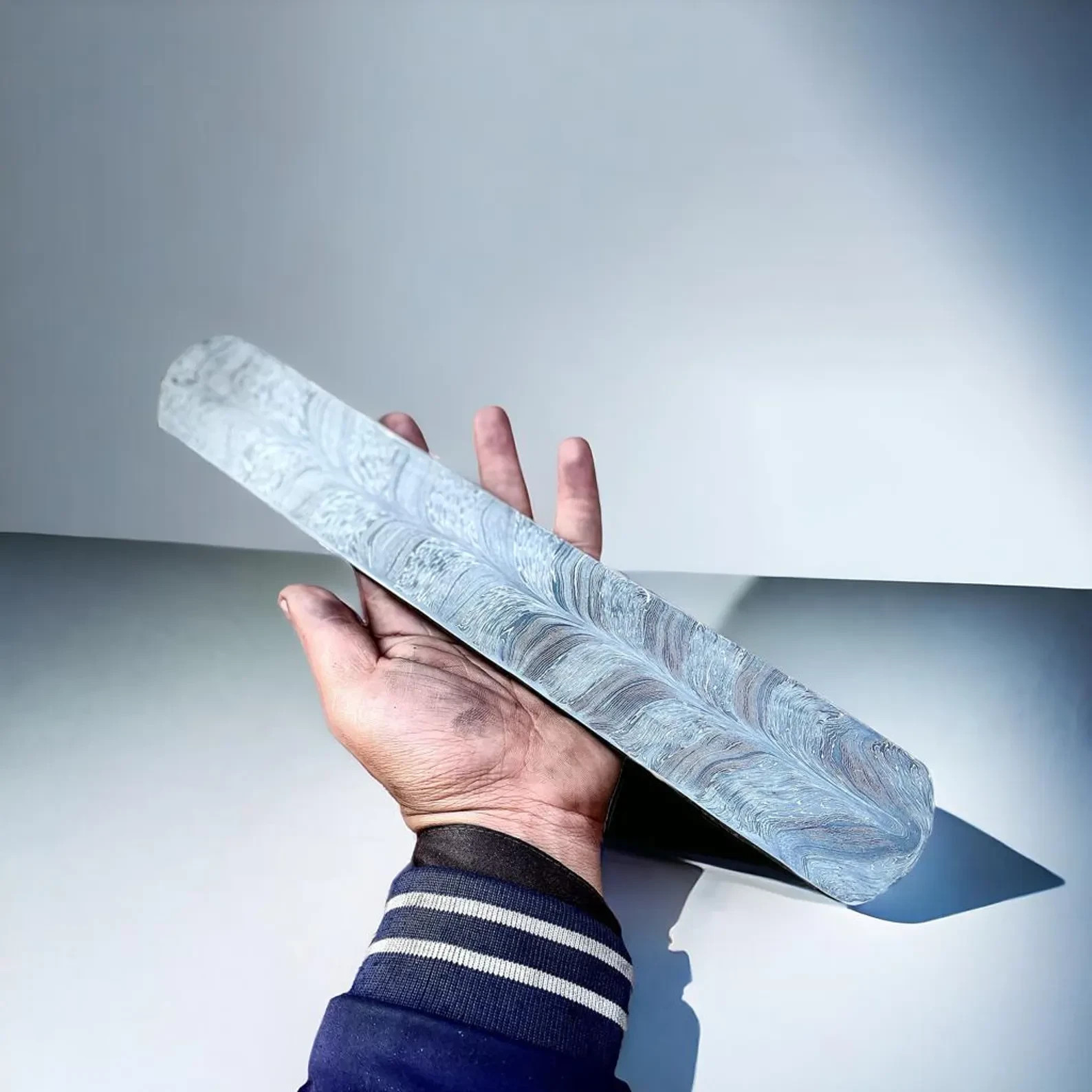 Feather Pattern Damascus Steel billet Blank hand Forged Knife Making Forged