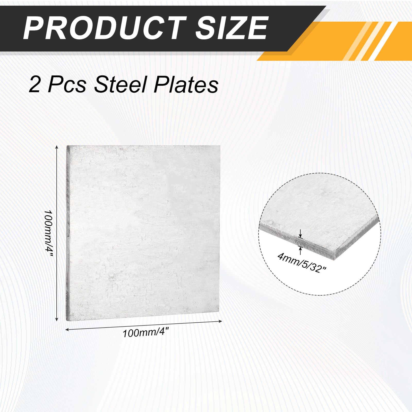 2Pcs 5/32″ Hot Rolled Steel Sheets 4″ x 4″ Steel Plate Base Silver