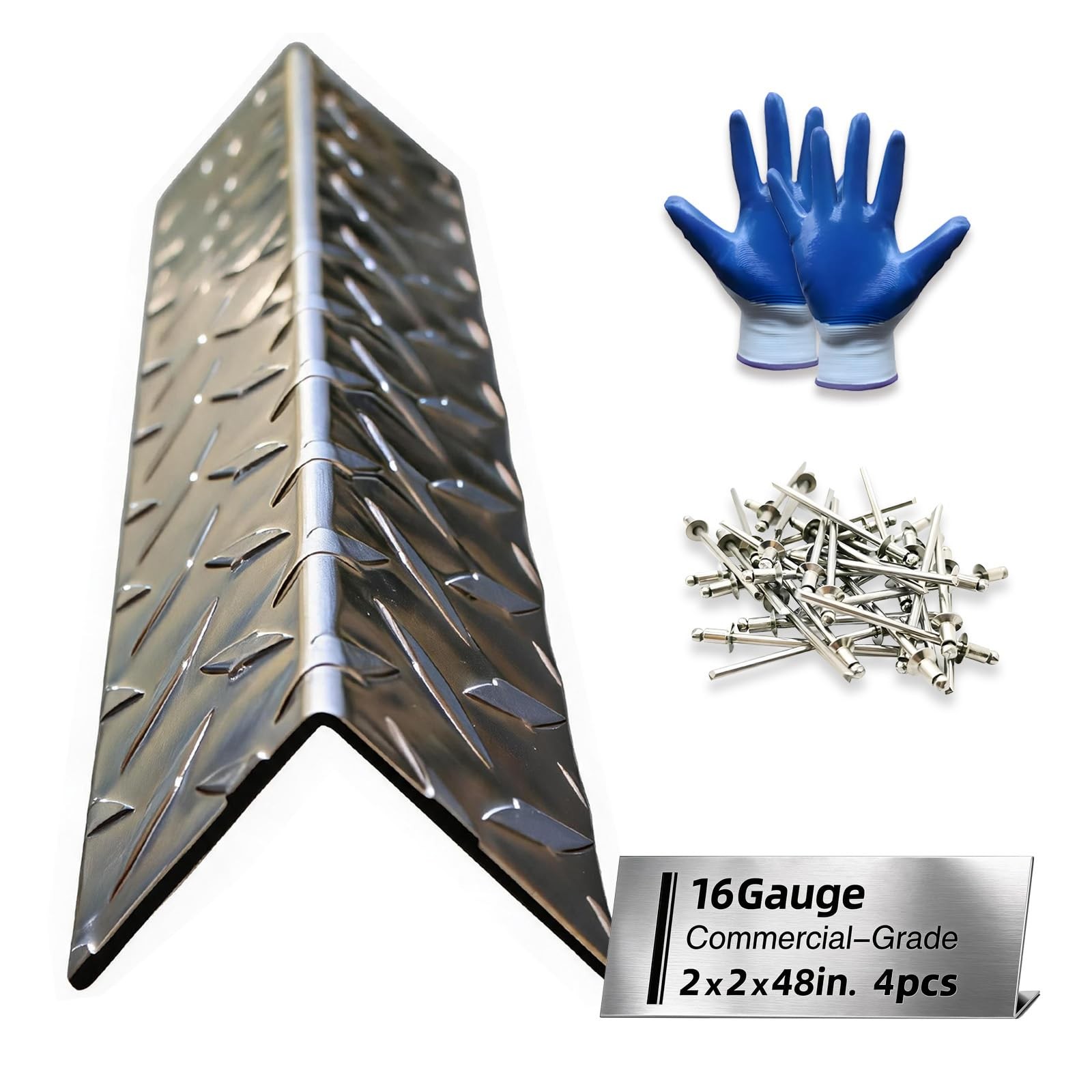3003 Aluminum Diamond Plate Angle Trim – 16GA .063” 2pcs 2x2x48in. Diamond Pl…