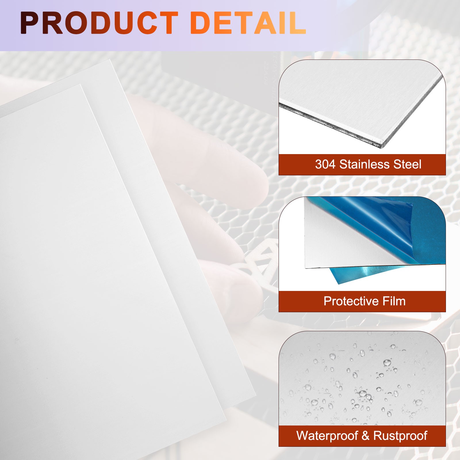 2Pcs Stainless Steel Sheet Plate 8″ x 6″ 24 Gauge (0.5mm) with Glove(Silver)