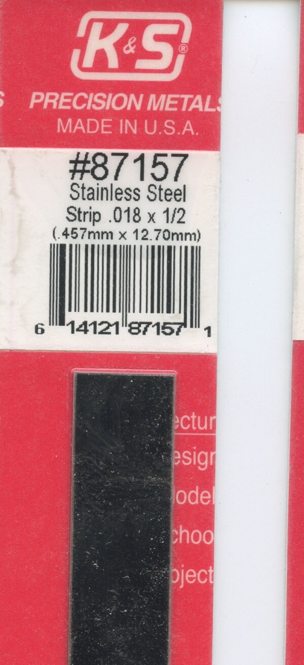 12 in STAINLESS STEEL STRIP 1/2×9/500in (12.70×0.46mm) K&S Engineering #87157