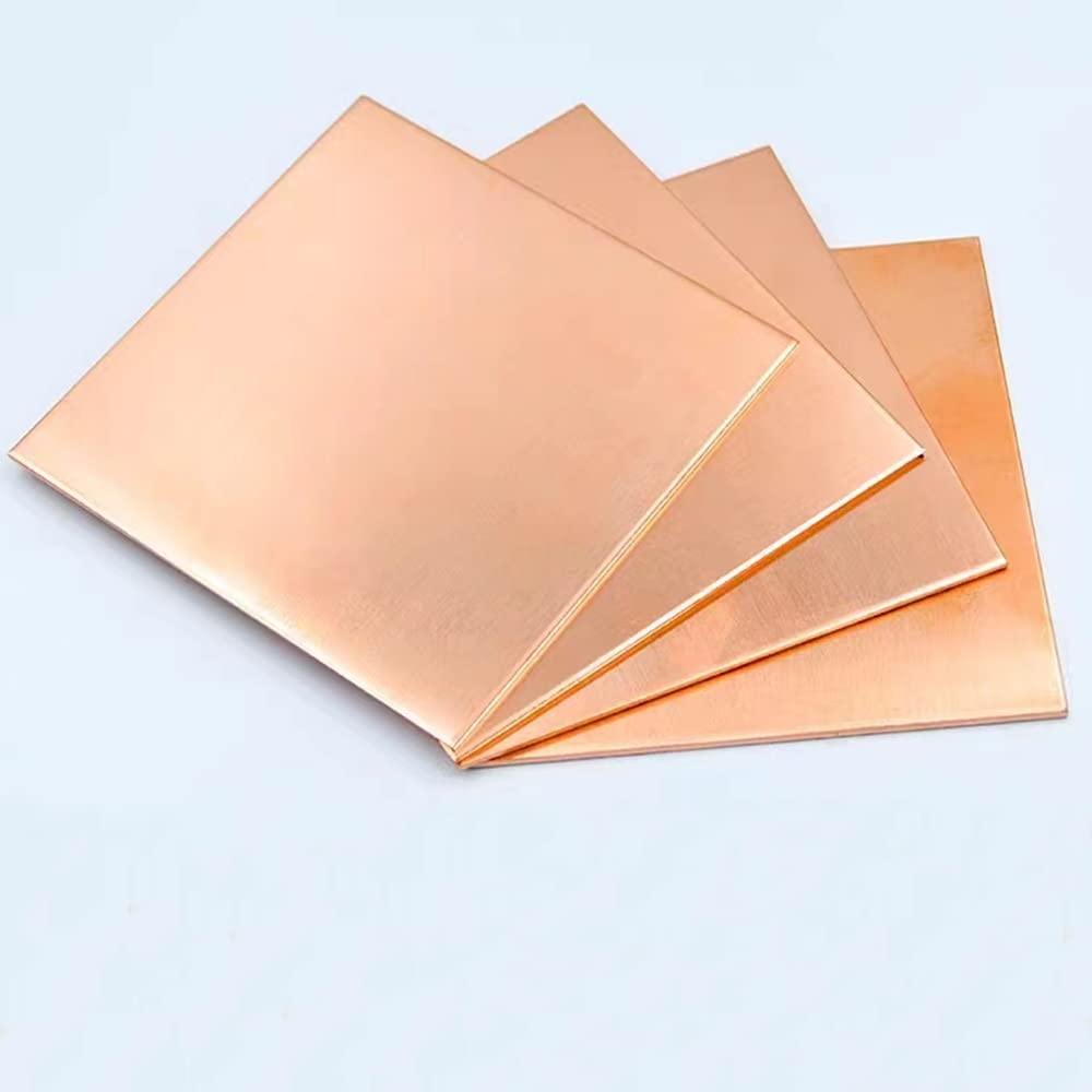 LSVERDE 4 Pcs 99.9% Pure Copper Sheet Metal, 6″ x 6″, 20 Gauge(0.8mm) Thickness,
