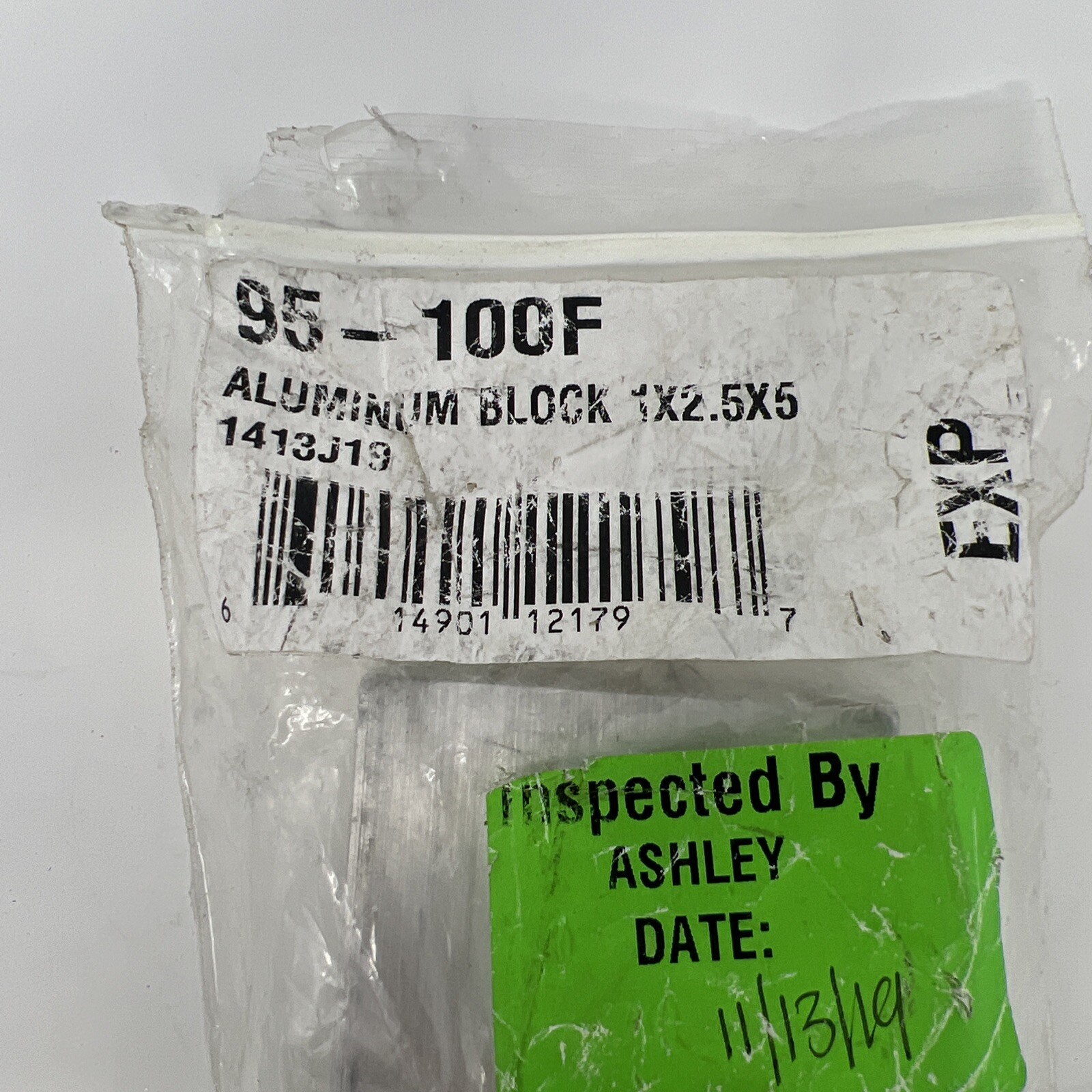 1″X 2.5″ X 5″ new aluminum block 95-100F 1413J19