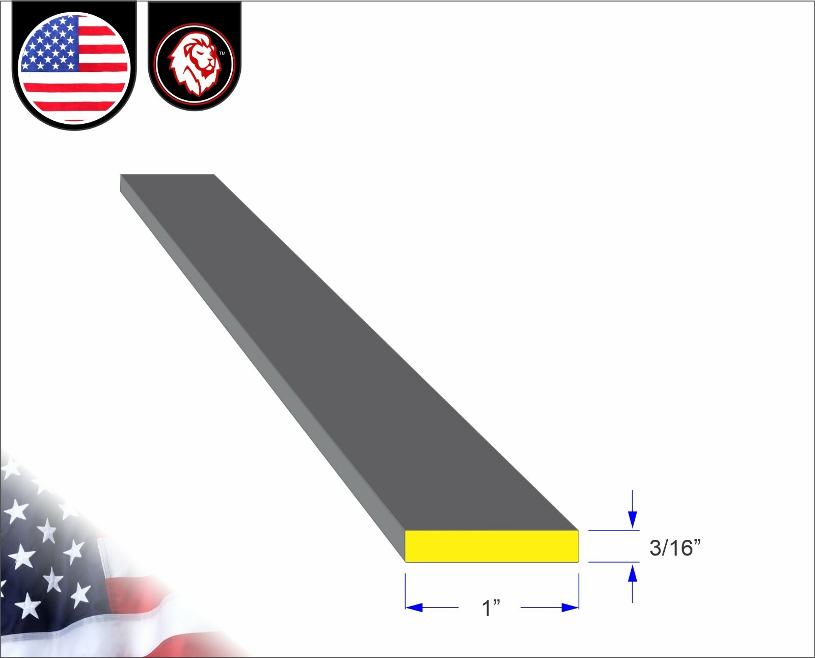 3/16″ x 1″ Metal Flat Bar – Mild Steel – Flat Metal Stock – 72″ Long (6-ft)