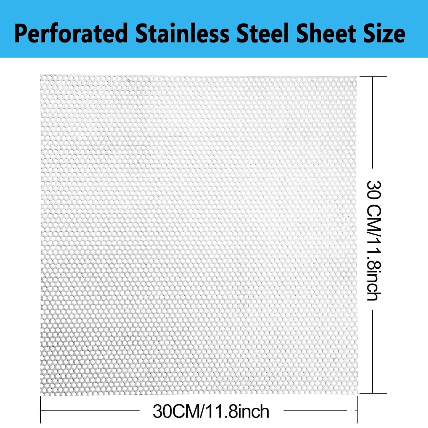 Perforated Sheet Stainless Steel Perforated Metal Sheet 11.8″ L x 11.8″ W x 0.03