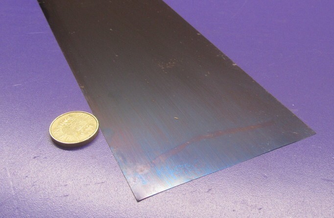 1095 Hard Blue Tempered Spring Steel Shim .015″ Thick x 4.00″ Wide x 48″ Long