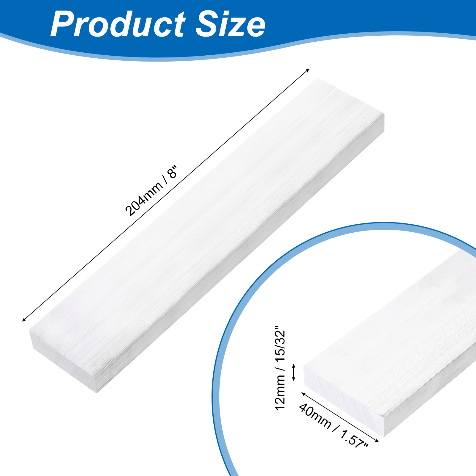 Square Aluminum Flat Bar, 15/32″ Thickness 1-9/16″ Width 8″ l with Glove