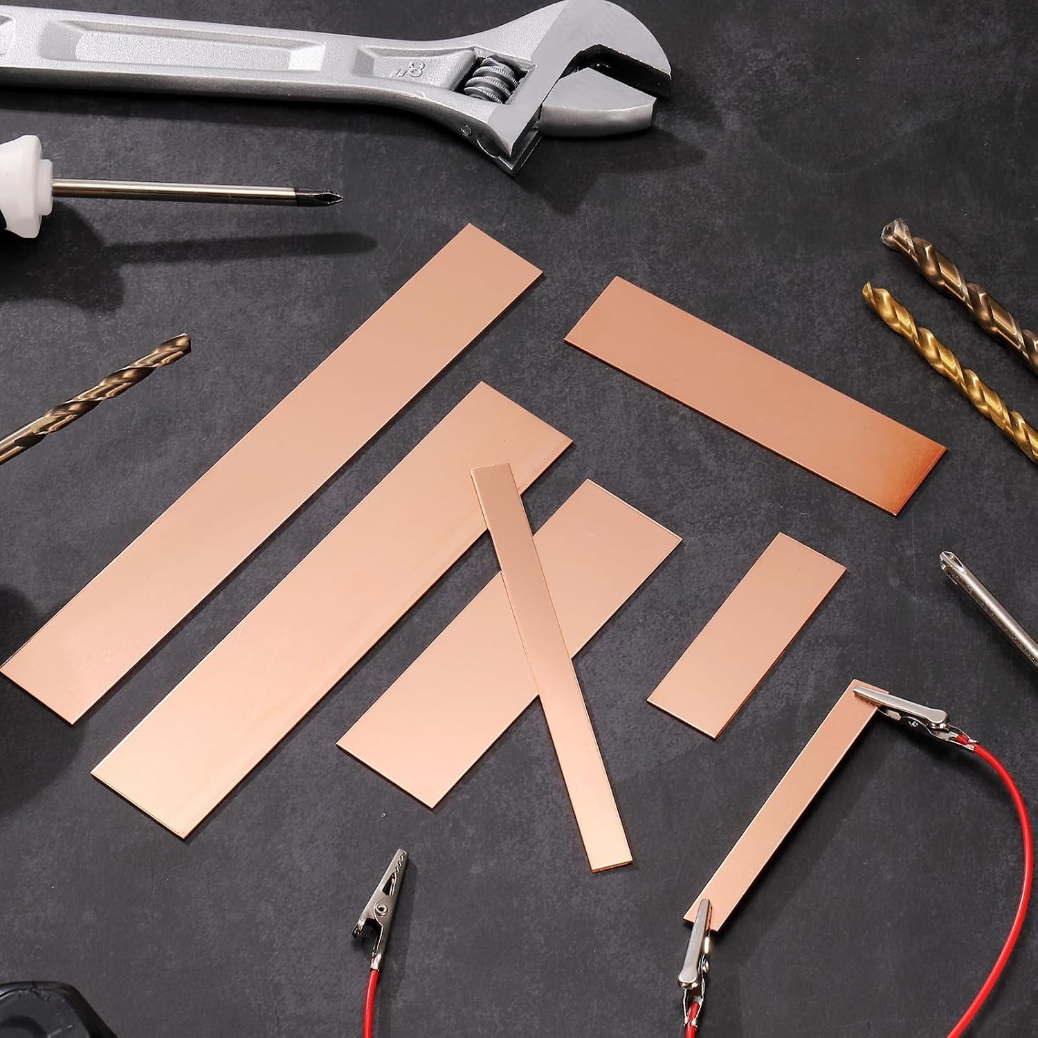 Copper Anode Sheet 5 Pack with Alligator Clips