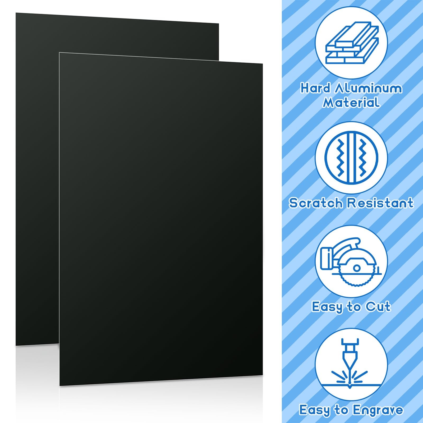 Black Anodized Aluminum Sheet Metal Laser Engraving 7x5x1/32 Inch 10 PCS