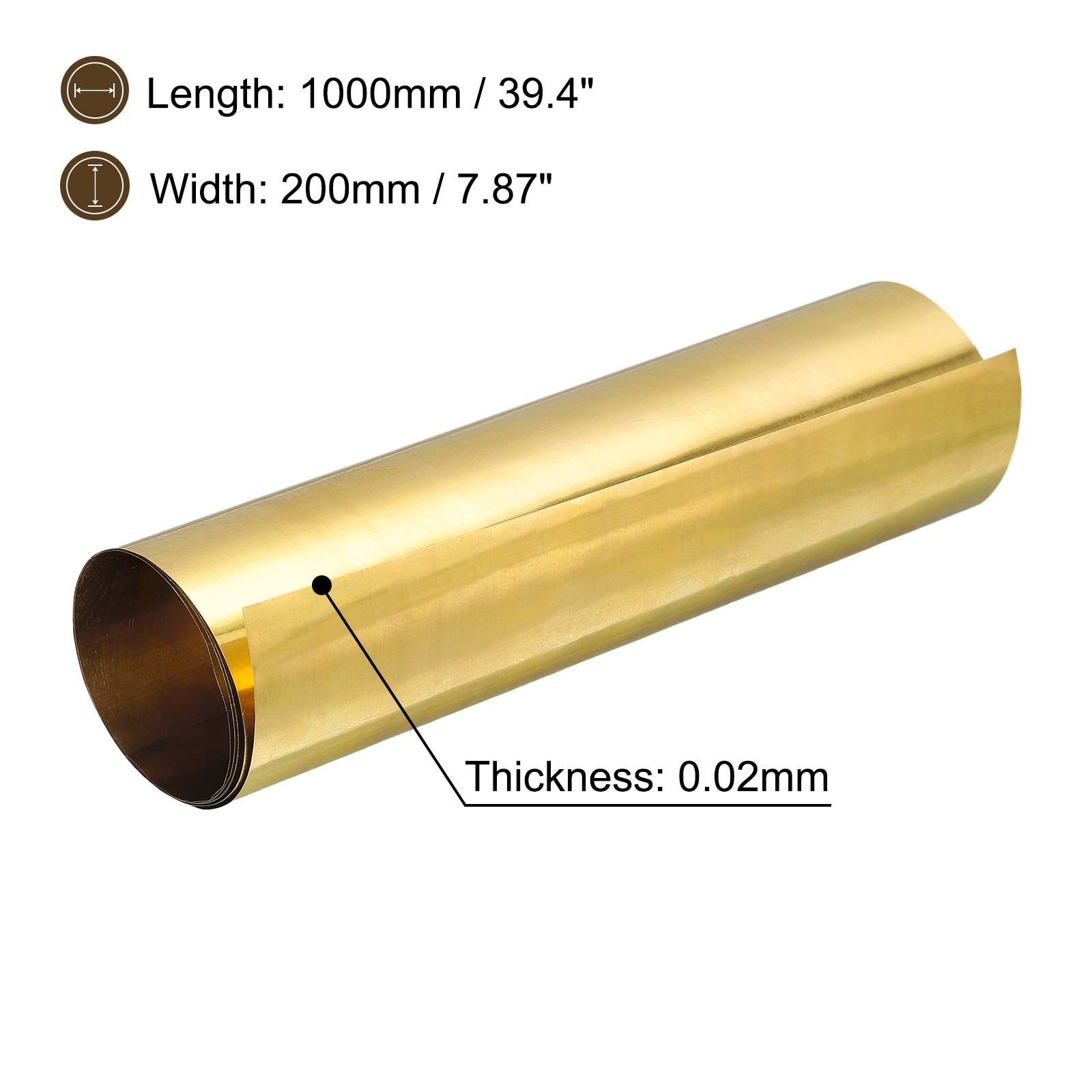Brass Sheet Roll 0.02x200x1000mm Brass Foil Roll Brass Strip Gold