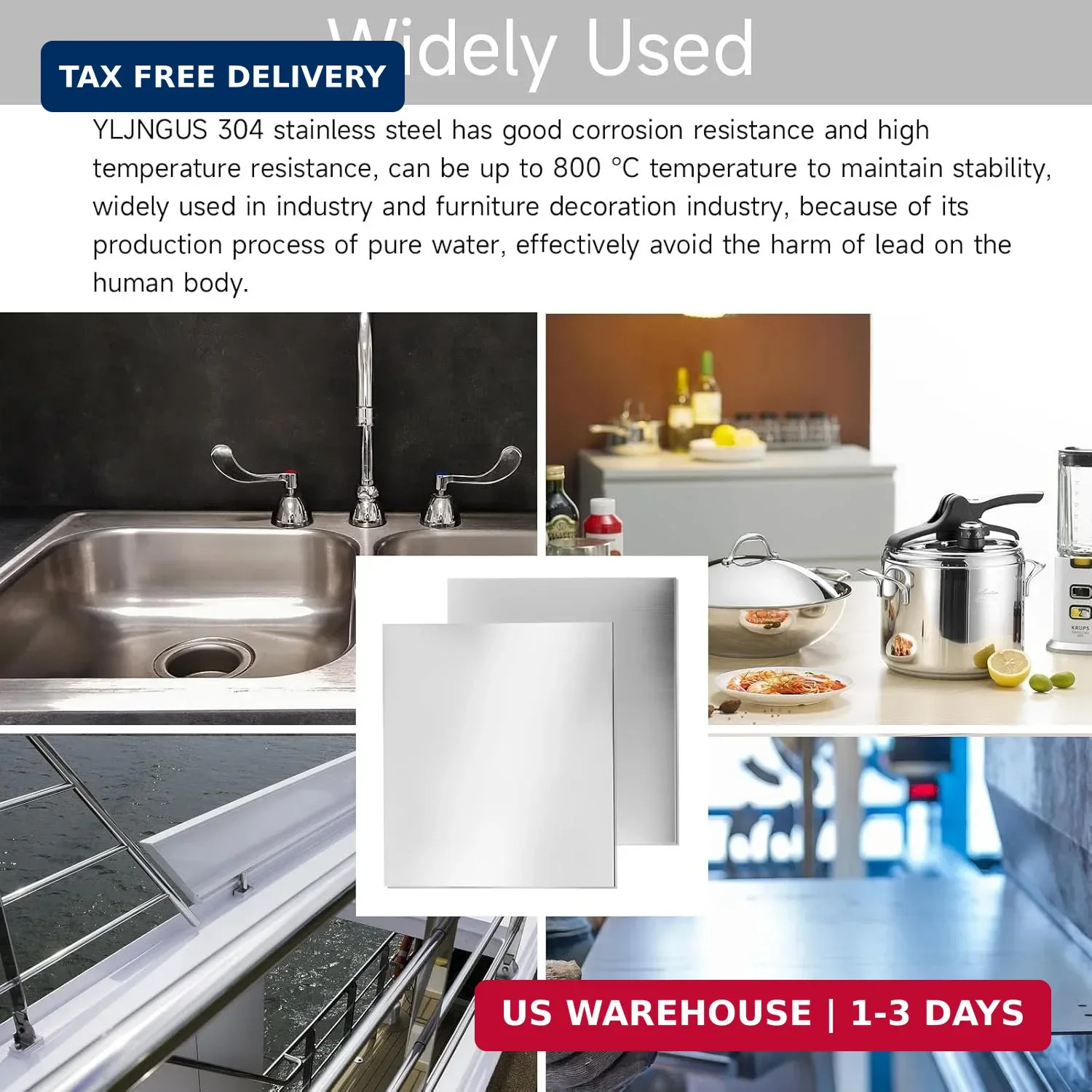 304 Stainless Steel Sheet – 12″ X 12″ X 1/8″ Thin Stainless Steel Plate 1/8 Inch