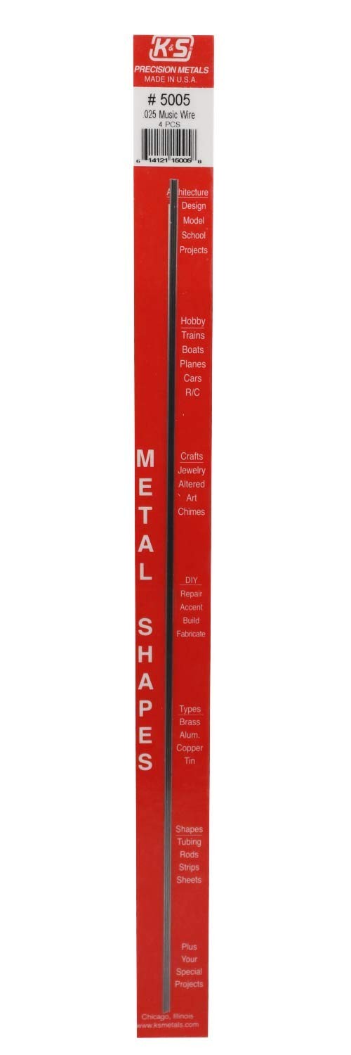 K&S Precision Metals Music Wire 5005 – 0.025″ OD x 12″ Long – High .025″