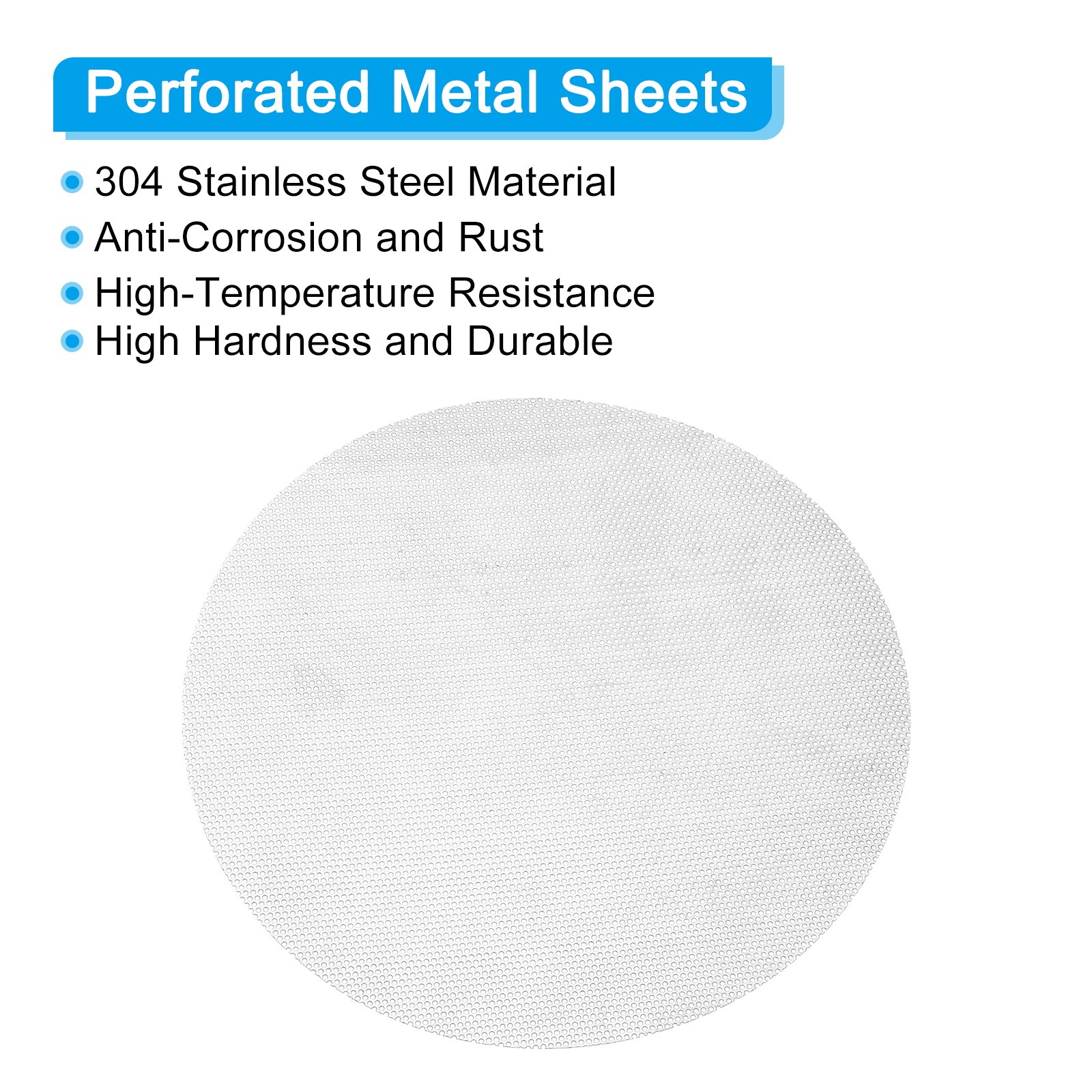 12″ 304 Stainless Steel Perforated Sheet, 0.06″ Hole Metal Mesh Plate