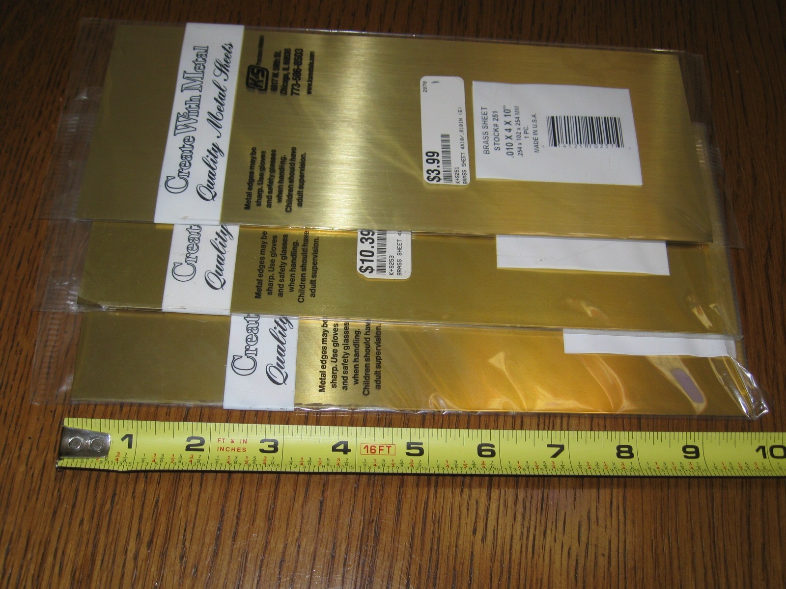 K&S Brass Sheets 4″x10″ .010 & .032 – Lot of 3