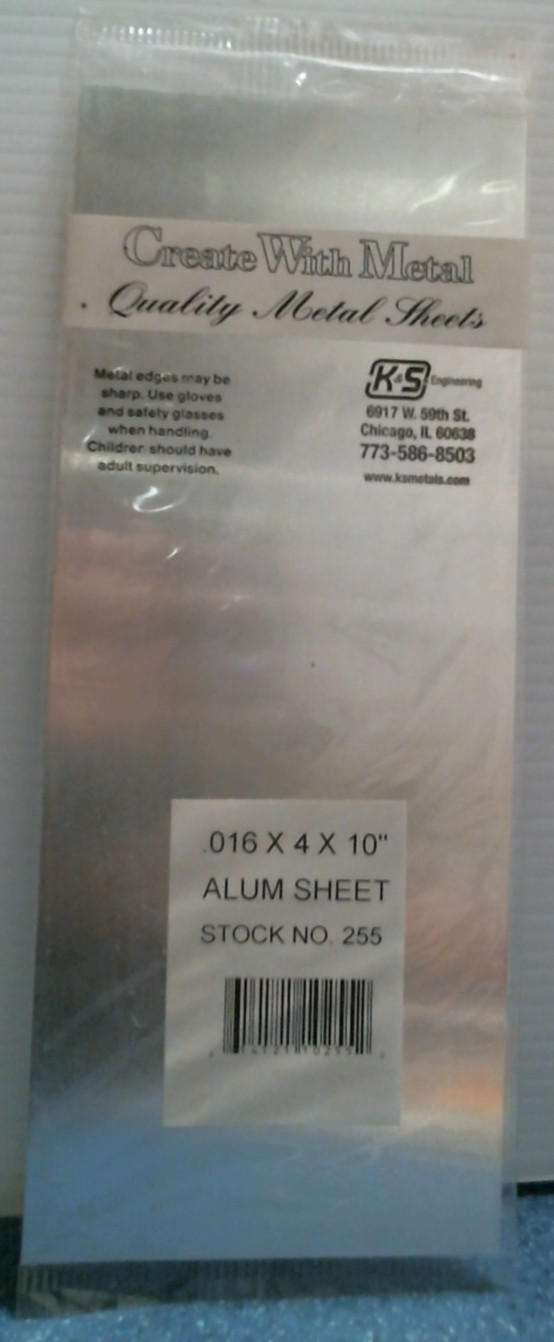 K&S Aluminum Sheet Metal .016 x 4 x 10 (255) FS