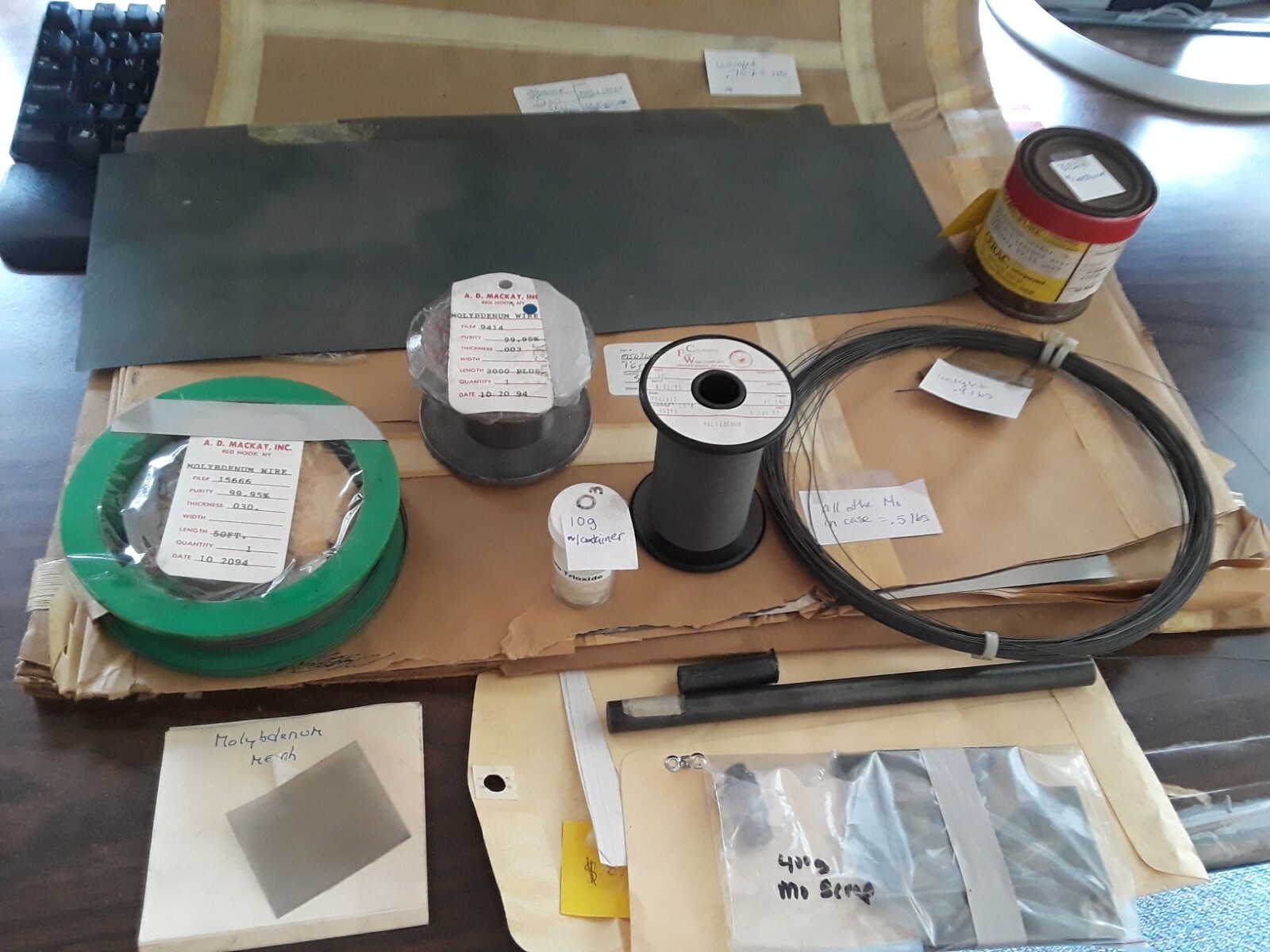 High Purity Molybdenum Lot, Mesh, Rods , Powders