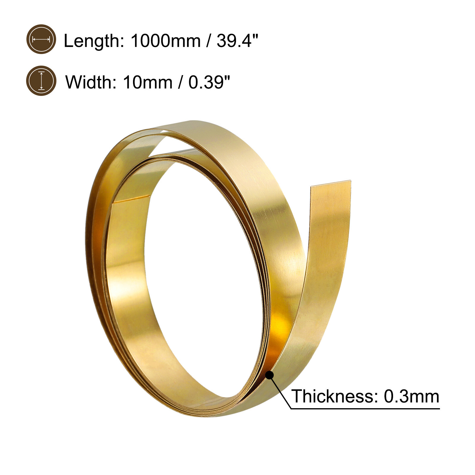 Brass Sheet Roll 0.3mmx10mmx1M Brass Foil Roll Brass Strip Gold
