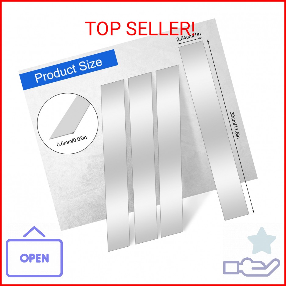 10 Pcs Sheet Metal Strips,12” Length,1” Width, 0.02” Thickness,Thin Flat Meta