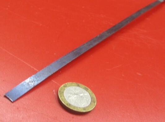 1095 Hard Blue Tempered Spring Steel Shim .008″ Thick x .250″ Wide x 300″ Long