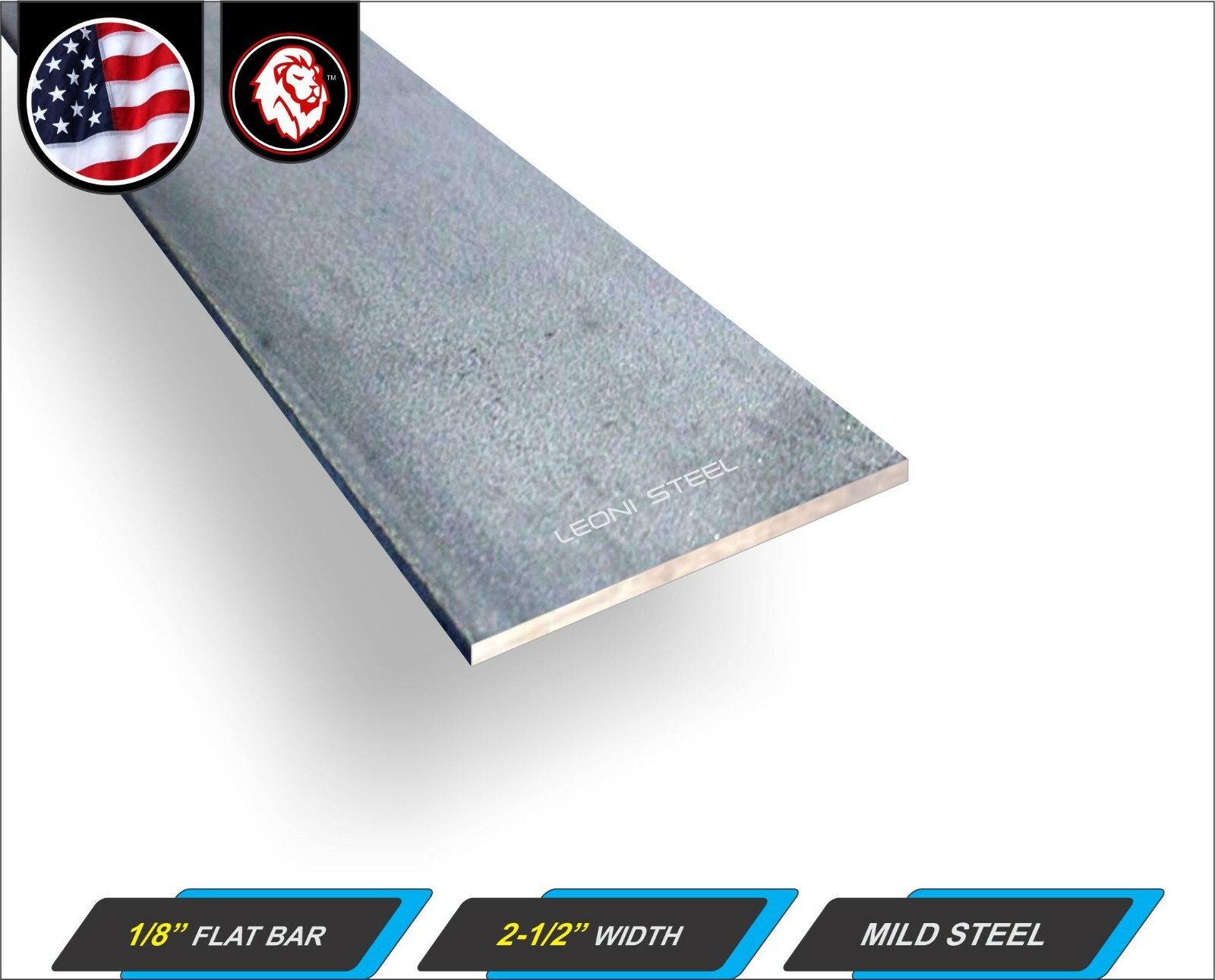 1/8″ x 2-1/2″ Steel Flat Bar – Flat Metal Stock – Mild Steel – 11″ long