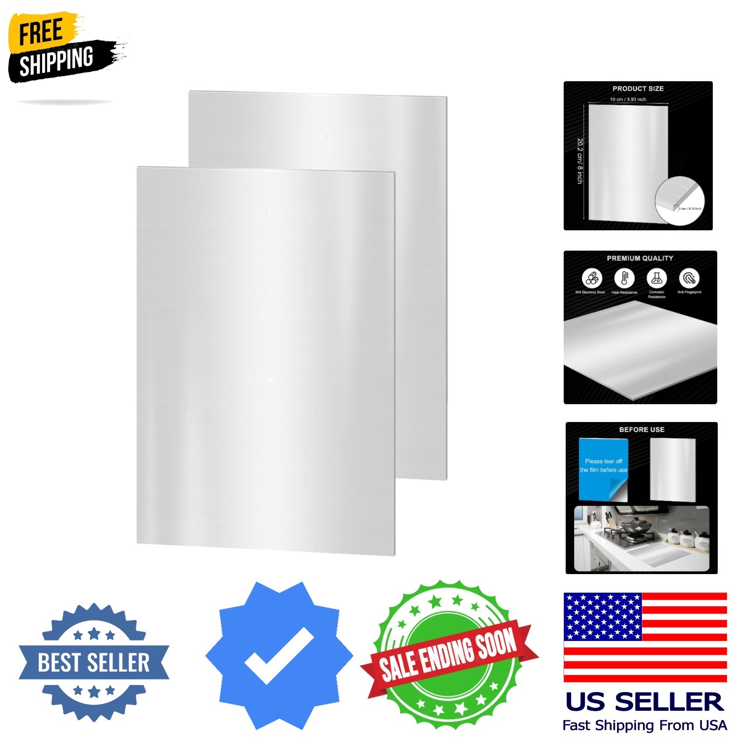 2PACK 304 Stainless Steel Sheets, 4 x 8 x 1/8 inch 10 Gauge Thickness Stainle…