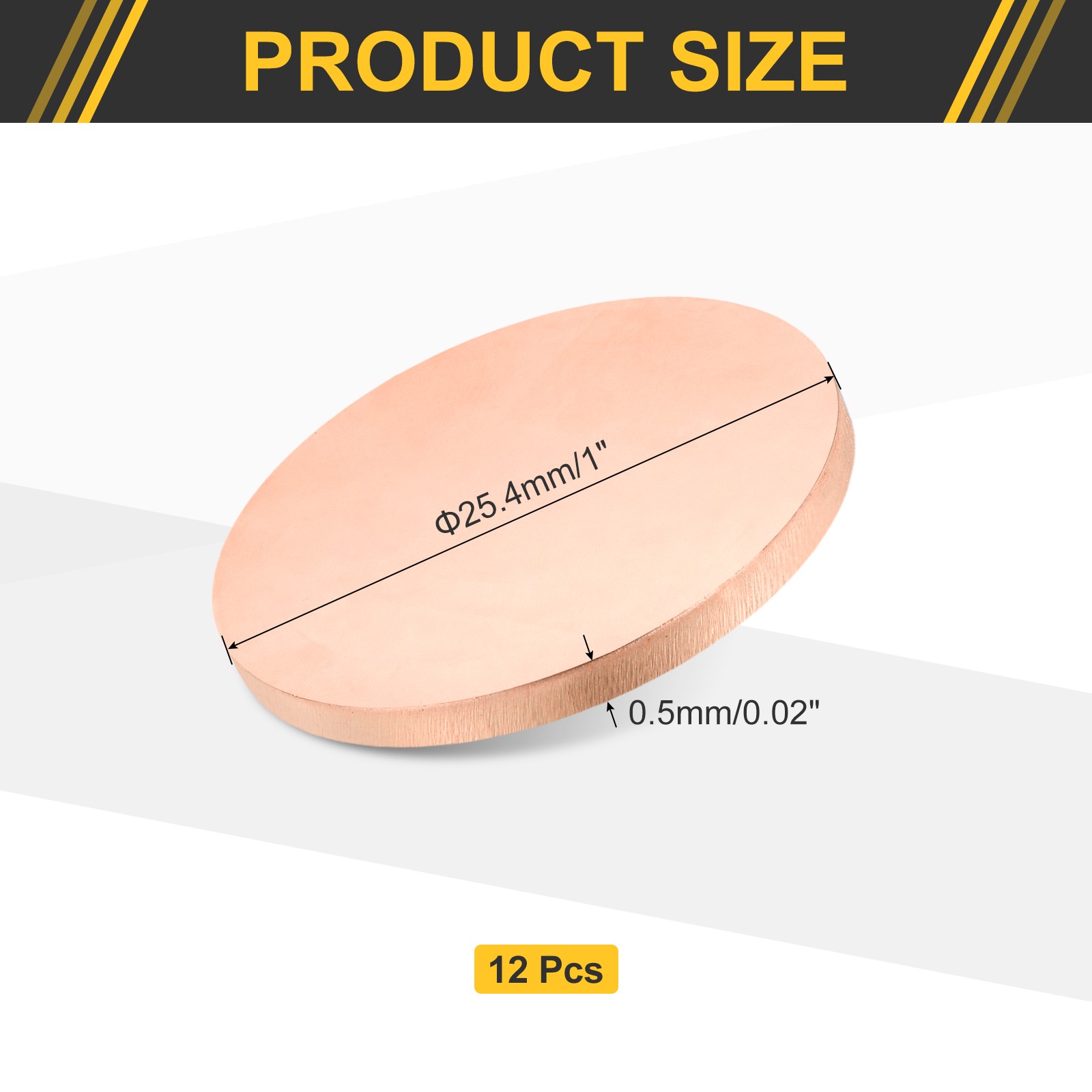 12Pcs Copper Round Plate, 0.02″ Thick 1″ Dia C1100 Pure Copper Sheet