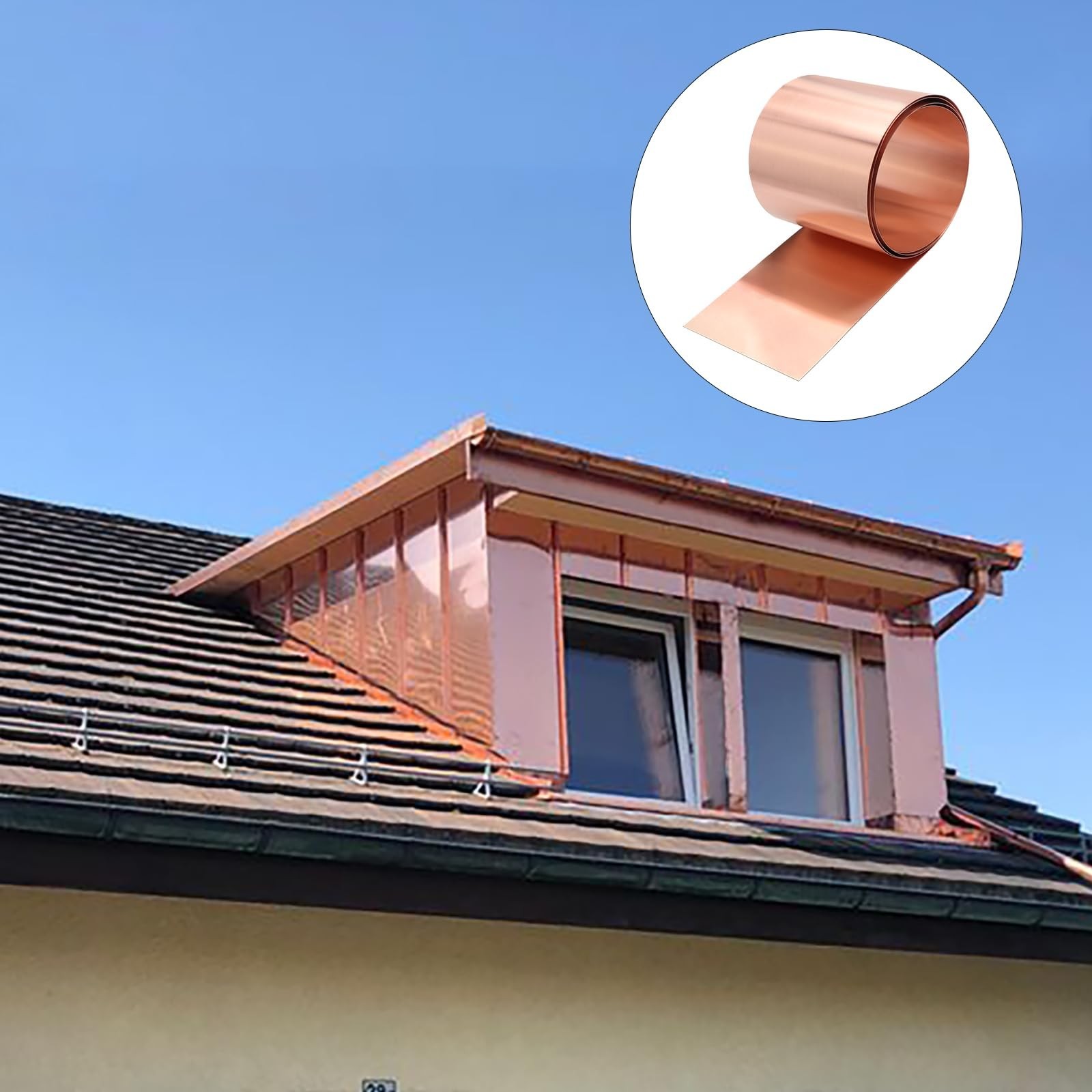 26 Gauge Copper Flashing Roll 4in x 10ft – 99.95% Pure Metal Sheet for Roofing &