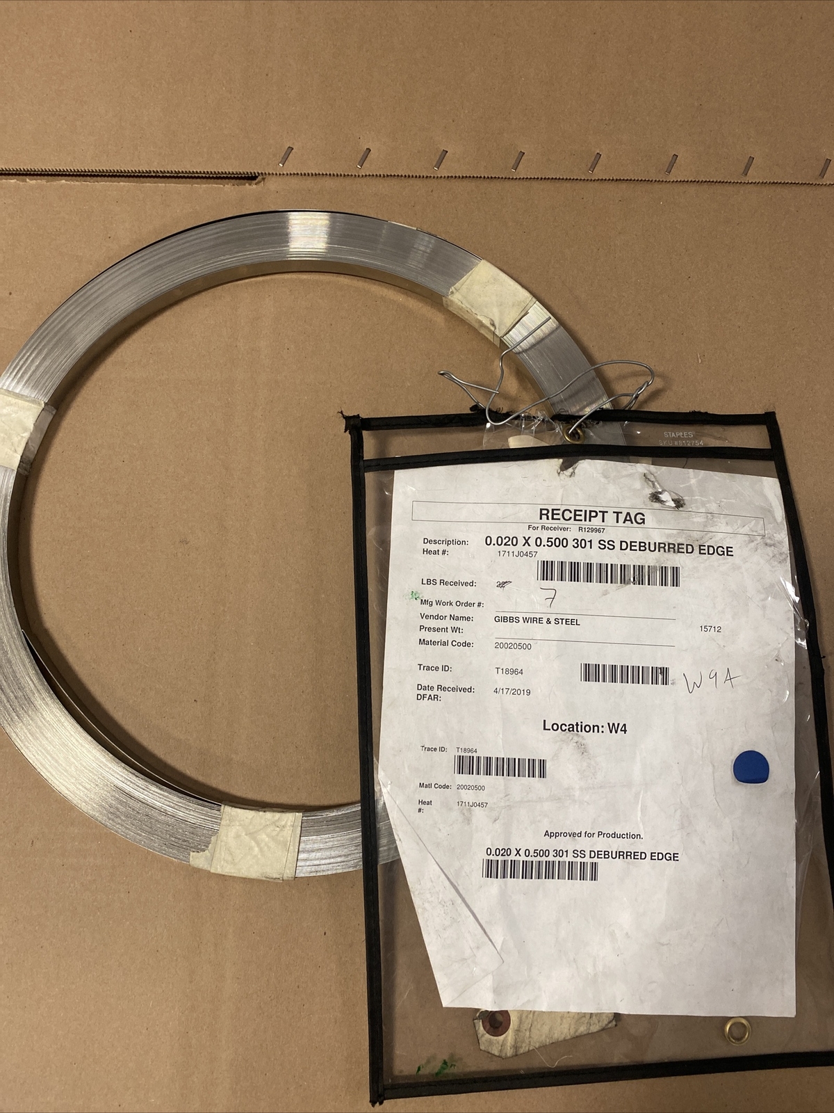 301 Stainless Steel Sheet 0.020 X 0.500 DEBURRED EDGE 11 LBS