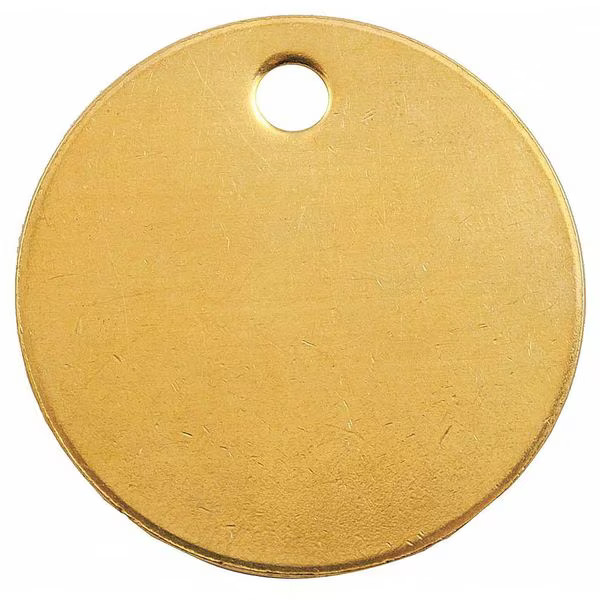 C.H. Hanson Blank Tag, Brass, 1 in H x 1 in W, 1 in Dia., Brass, Round, 100 PK