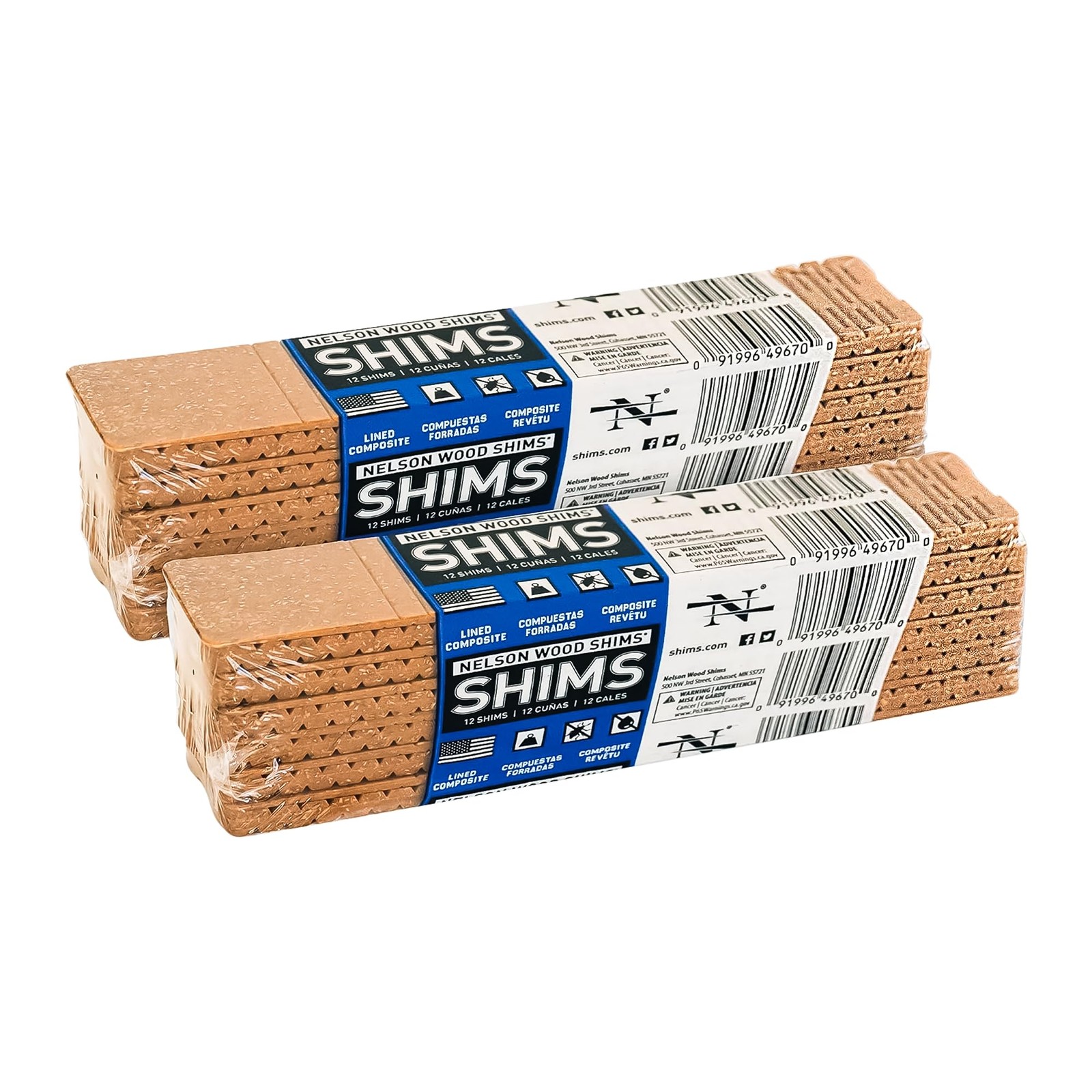 Nelson Wood Shims 8inch Composite Bundle 2 Pack total 24 Shims Durable And Wat