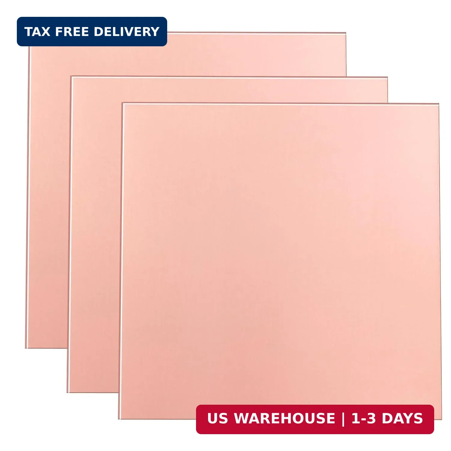 3 Pack 99.9% Pure Copper Sheet,4″x4″ 24Gauge(0.5mm) Thickness, Film Attached Cop