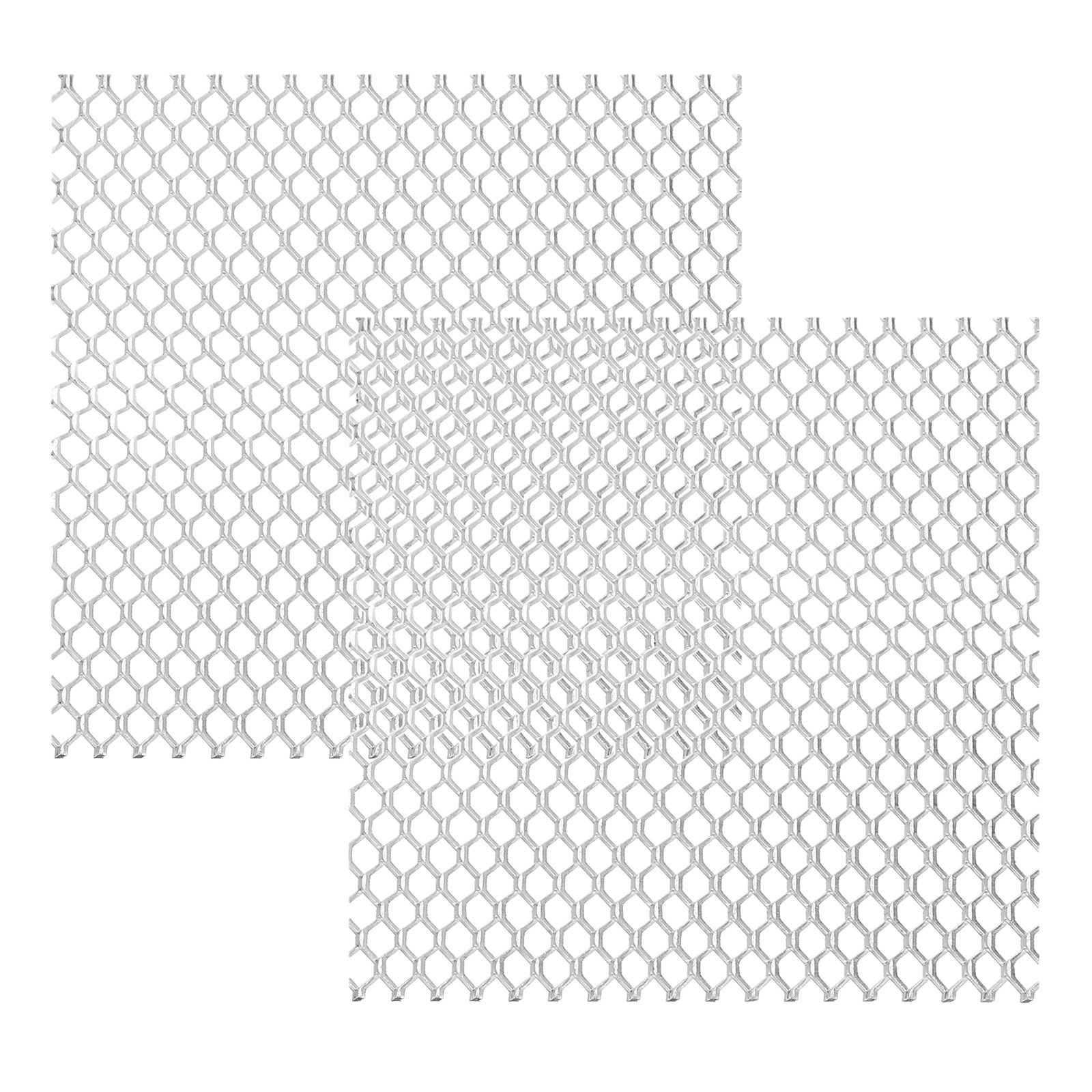 4″L x 4″W Universal Car Grill Mesh, 2Pcs 5x8mm Hexagon Hole, Silver Tone