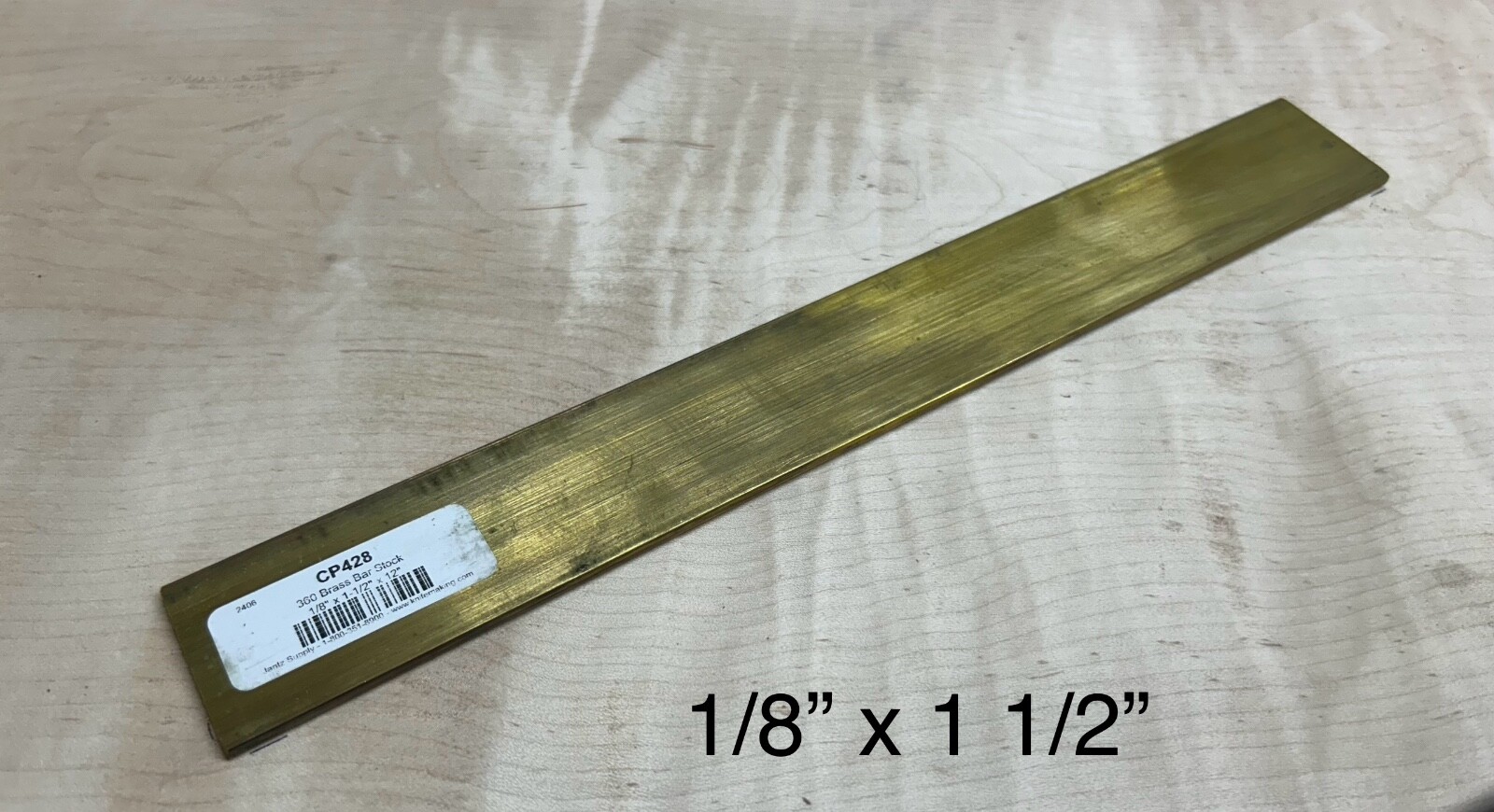 C360 Solid Brass Flat Bar 12″ long 1/8″ x 1.5″ .125″ plate mill stock diy knife