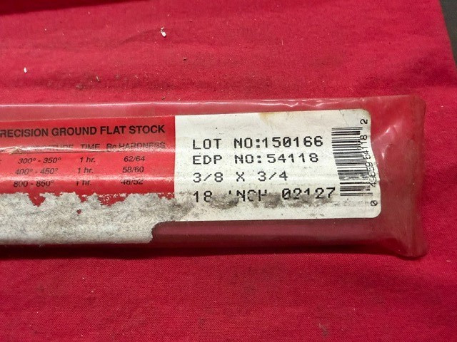 Starrett 3/8 x 3/4 x 18″ No. 496 Oil Hardening Ground Flat Stock – Rust – Old