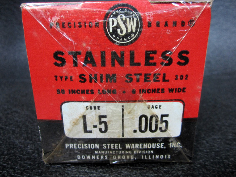 NOS Vintage Precision Brand .005 Stainless Shim Steel 50″ x 6″ L-5 PSW USA