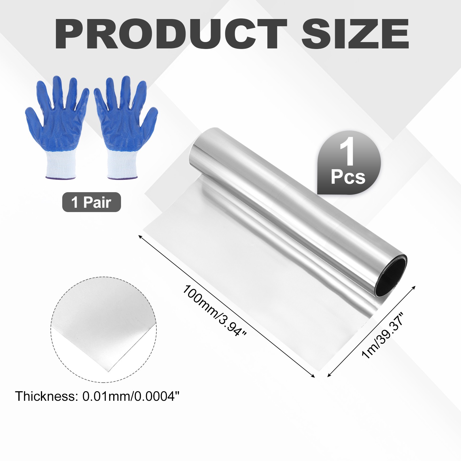 304 Stainless Steel Foil Roll 0.01mm x 100mm x 1m Metal Strip Sheet Silver Tone