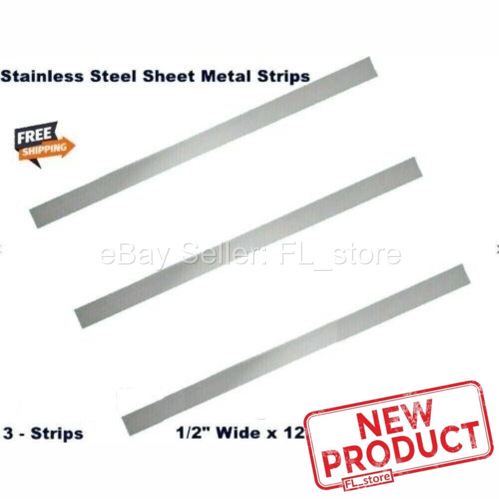 3 PACK Stainless Steel Strips 1/2″ Wide x 12″ Long x .018″ Thick Sheet Metal NEW