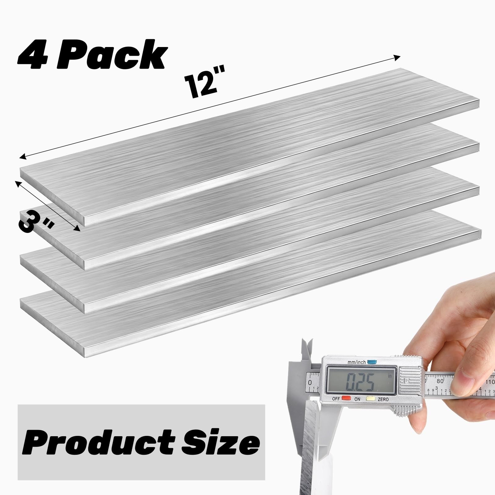 4 Pack Aluminum Flat Bars, 1/4″ Thickness x 3″ Width x 12″ Length Aluminums P…
