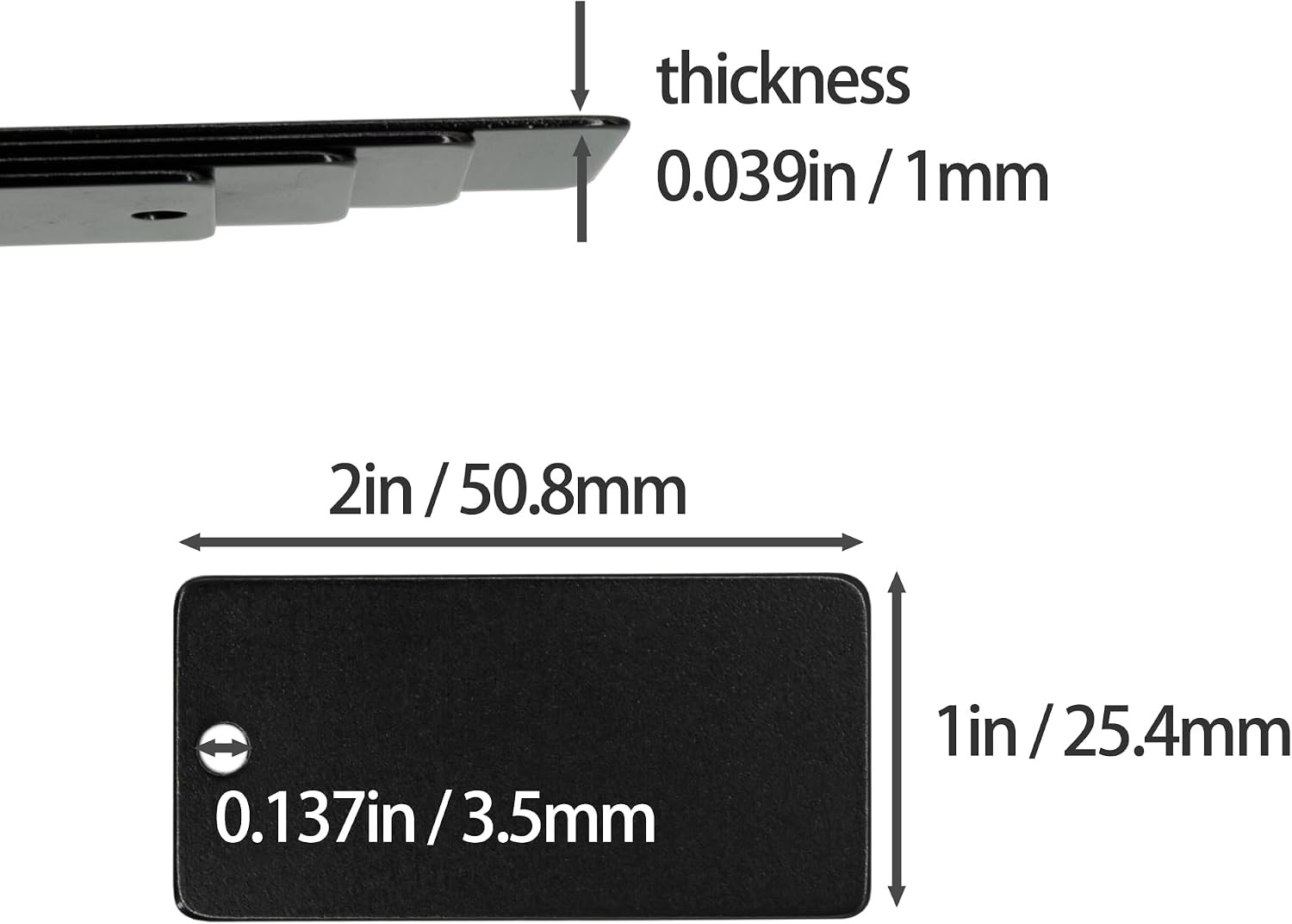Aluminum Engraving Blanks Rectangle Blank Tags 1 Inch x 2 Inch 25 Pack (Black)