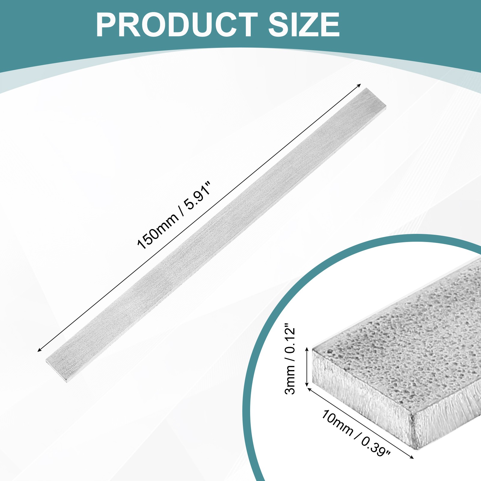 316 Stainless Steel Flat Bar 1/8″ Thickness 3/8″ Width 6″ Length Metal Bar