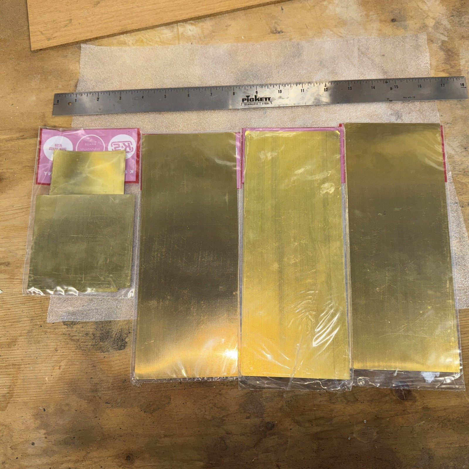 (4) Packs K&S Engineering Brass Sheet Metal Various Thicknesses/sizes Unopened