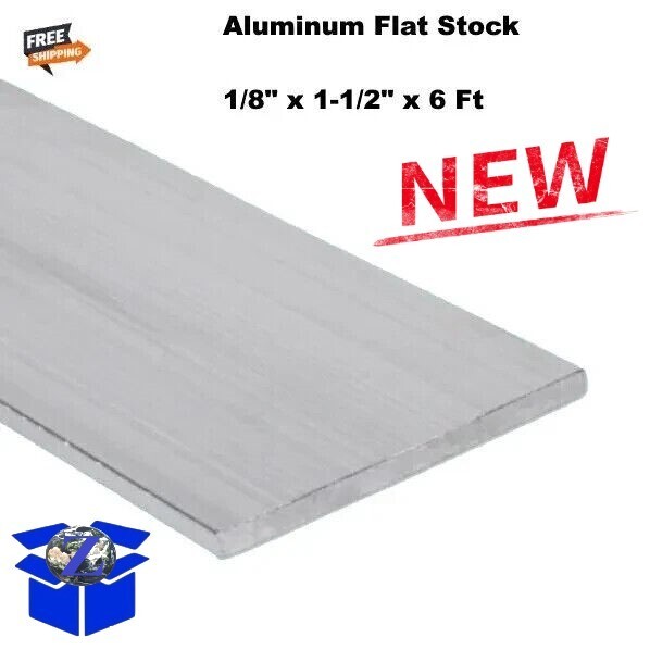 Aluminum Bar Flat Stock 1/8″ x 1-1/2″ x 6 Feet Long Unpolished Finish Alloy 6061