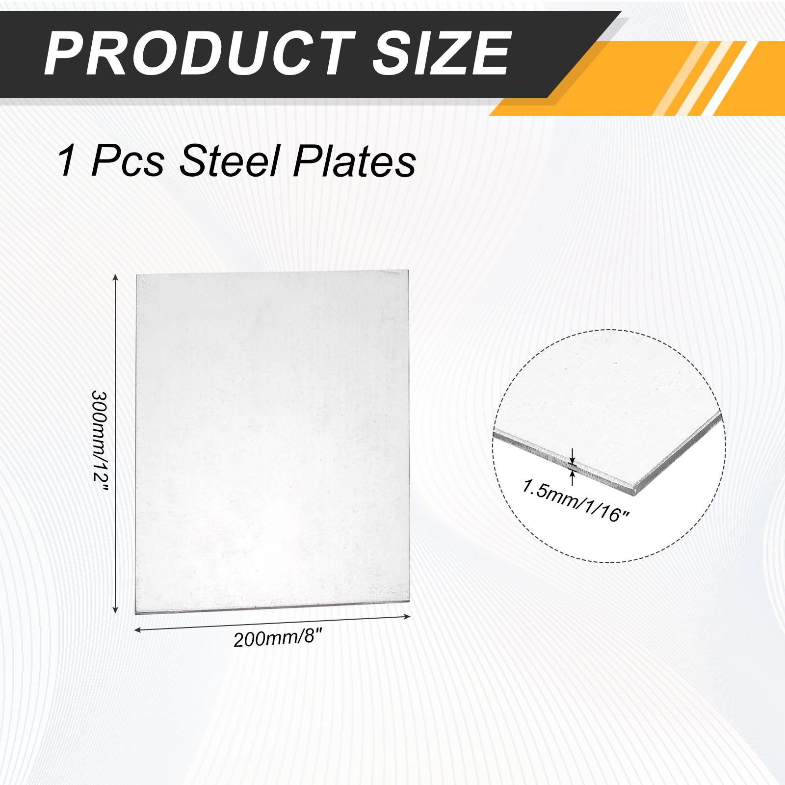 1/16″ Hot Rolled Steel Sheets 12″ x 8″ Steel Plate Base Silver