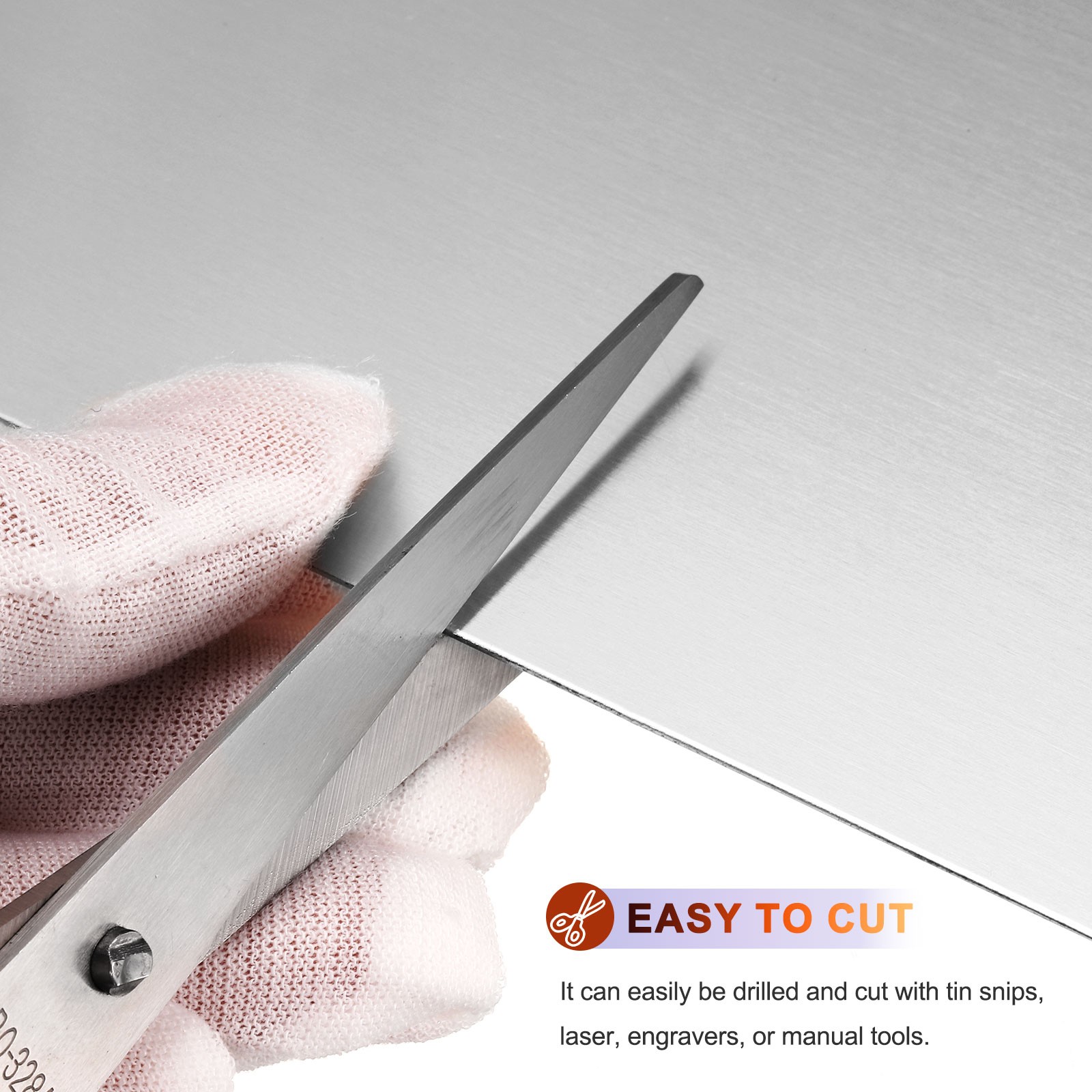 2Pcs Stainless Steel Sheet Plate 8″ x 6″ 24 Gauge (0.5mm) with Glove(Silver)