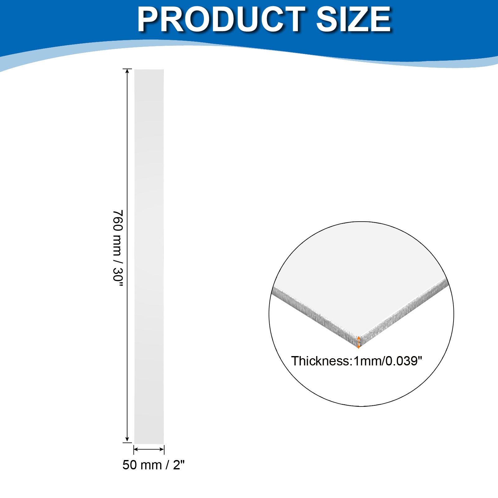 304 Stainless Steel Shims, 30 Inch x 2 Inch x 0.039 Inch Metal Strips Sheet