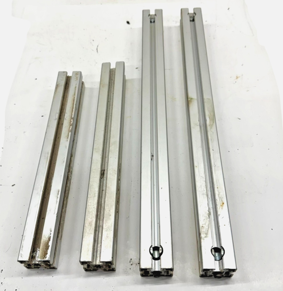 80/20 45MM ASST LENGTHS, 45-4545, (LOT OF 4), 14-1/8″ TO 22″, 4 OPEN SLOTS